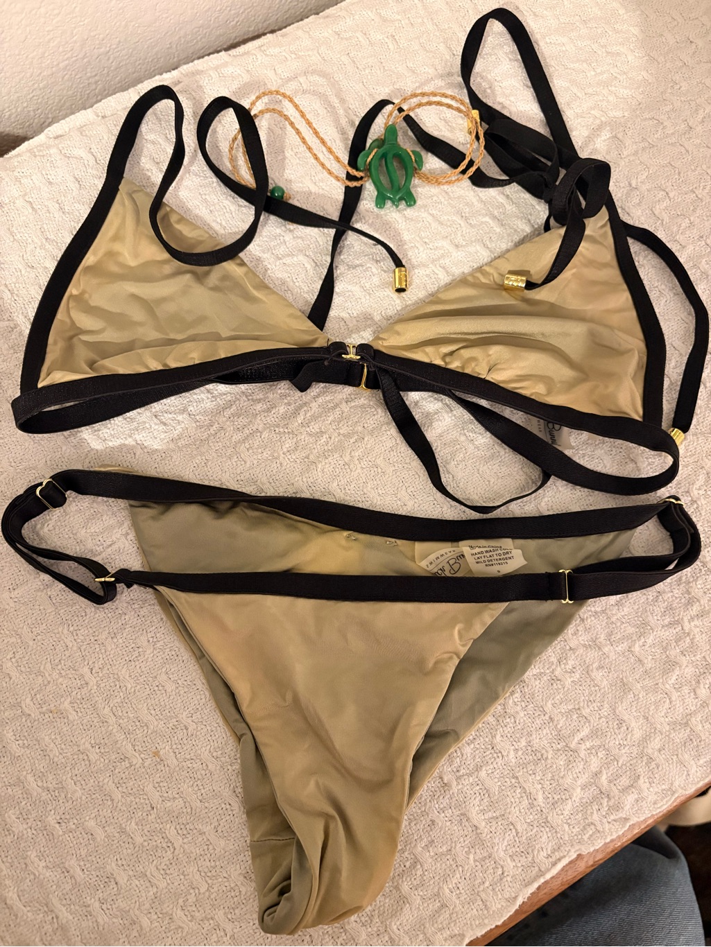 Women’s Two-Piece Bikini In Wash Olive With Black Trim